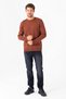 Men's Crew Neck Corded Fabric Knitwear Sweater Brown - K-2602 - 8