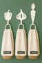 Set White 7 cm -- Set of 3 Kitchen Hangers with Vegetable Figures Pepper, Garlic, Carrot Patterned Towel Rack - 5