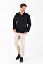 Men's Polo Neck Wide Stripe Knit Sweater Black - K-2603 - 5