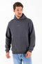 Men's Hooded Printed Kangaroo Pocket Sweatshirt Anthracite - 25K 5281 - 2