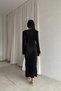 Double-Breasted Neck Buckle Detail Women's Black Pleated Dress - 4
