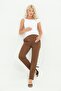 Maternity Stretchy Belly Band Adjustable Waist Winter Mom Fit Classic Pants Brown - 2