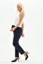 Maternity Flexible Abdominal Band Adjustable Waist Winter Mom Fit Classic Pants Dark Blue - 4