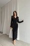 Double-Breasted Neck Buckle Detail Women's Black Pleated Dress - 2