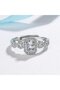 Silver ring plated with white gold and SW Square elements, adjustable - 3