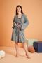 Women's Viscose Stretch Fabric 4-Season Fabric Long Sleeve Leopard Single Dressing Gown