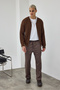 Premium Men's Zippered Brown Knit Cardigan Ls-62003 - 2