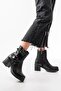 5109-3028 Black Zippered Heeled Daily Women's Boots with Buckle Accessories - 2