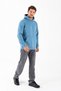 Men's Hooded Printed Kangaroo Pocket Sweatshirt Light Blue - 25K 5281 - 6