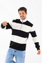 Men's Mock Neck Half-Zip Striped Sweatshirt Black - 26K 8507Â - 4