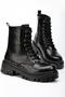868-2289 Black Crocodile Lace-Up Zippered Daily Women's Boots - 5