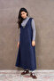 Long Navy Blue Cashmere Jile Dress - 6