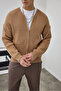 Premium Men's Zippered Biscuit Color Knitwear Cardigan Ls-62003