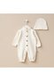 Newborn Girls' and Boys' Cotton Textured Waffle Romper Set Hospital Discharge Set Natural - 4