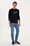 Men's Regular Fit Crew Neck Navy Blue Sweatshirt 50308149-Vr033 - 4