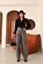 Anthracite High Waist Balloon/Baggy Fit Washed Women's Jeans - 4