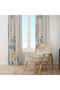 Cream Floor Blue Floral Minimalist Botanical Single Wing Background Curtain 140X260 cm - 4