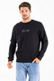Men's crew neck embroidered fleece 3-thread sweatshirt black - 26k 8504 - 3