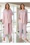 Women's Pink Special Design Lace Maternity Pajama Set with Dressing Gown 3-Piece Set - 4