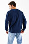 Men's Crew Neck J Printed 3 Thread Sweatshirt Navy Blue - 25K 1101 - 4