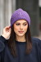 Women's Purple Soft Textured Ribbed Acrylic Knitted Winter Beanie