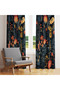 Black Orange Artistic Floral 140X260 Single Wing Background Curtain