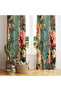 Vintage Blue Pink Rose Patterned 140X260 Single Wing Background Curtain - 3