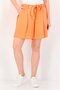 Women Plain Belted Basic Shorts, Orange