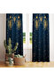 Navy Blue Background Gold Sparkling Christmas Themed Single Wing Background Curtain 140X260 cm - 3