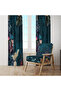 Dark Turquoise Fuchsia Dramatic Botanical 140X260 Single Panel Background Curtain - 4