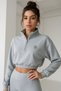 Women's Gray Half-Zip Elastic Waist Crop Sweatshirt - 6