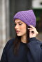 Women's Purple Soft Textured Ribbed Acrylic Knitted Winter Beanie - 2