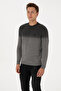 Men's Regular Fit Crew Neck Anthracite Melange Sweater 50307871-Vr081 - 3