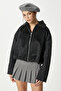 Women's Oscar Faux Fur Black Bomber Jacket - 7
