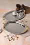 Stainless Steel Silver 2-Piece Oval Tray Set – Patterned Serving and Presentation Tray, Tarnish-Free & Fade-Resistant - 2