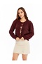 Women's Burgundy String Tie Knit Cardigan