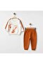 Children's 2-Piece Set Gift Baby Girl and Boy Space Dinosaur and Planet Pattern Cotton Bottom Top Set - 6