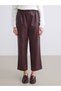 Vizyon New Season Elastic Waist Leather-Look Women's Trousers - 2