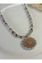Spectrolite Frosted Quartz Natural Stone Pendant Polymer Clay Sun Women Necklace Adjustable Drawstring Handmade - 7
