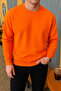 Men's Relax Fit Winter Orange Basic Sweater