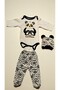0-3. 3-6 Months Cute Panda Printed 100% Cotton Snap-Back Beret 3-Piece Set - 3