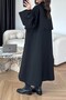 معطف طويل أسود اللون من البولي فيسكوز مع أكمام طويلة 9476 - 8