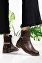 Brown Buckle Detailed Boots - 2