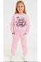 Girl's Cute Bear Printed Fleece-Lined Sweatshirt Tracksuit Set