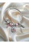 Modern Steel Stylish Women's Charm Bracelet Owl and Key - 3