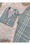 Çağla Green Plaid Patterned Long Sleeve Soft Feeling Pajama Set - 5
