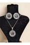 Zircon Stone Steel Tree of Life Necklace and Earring Set - 3