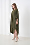 Stylish Wide-Fit Poncho Jacket with Front Buttons and Asymmetrical Cut Batwing Sleeves Suitable for Women's Hijab - 3