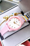 10 Atm Water Resistant Quartz Women's Wristwatch Pink Color Silicone Band - Gift Bracelet Qqb2001C2 - 5