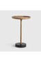 Tera Bliss Round Accent Side Table | Solid Wood Top with Aluminum Base | Modern End Table for Living Room & Bedroom | 56 x 36 x 36 cm - 2